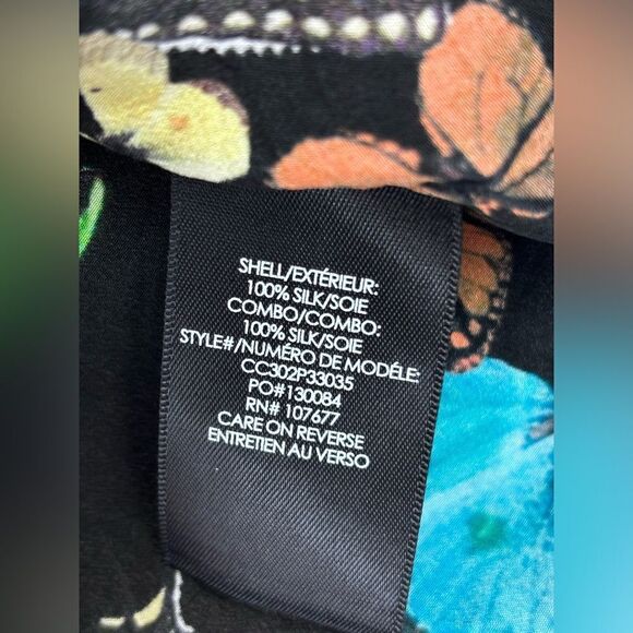 ALICE + OLIVIA Butterfly Print Silk Flutter Sleeve Top Blouse Colorful Rainbow - Picture 13 of 16